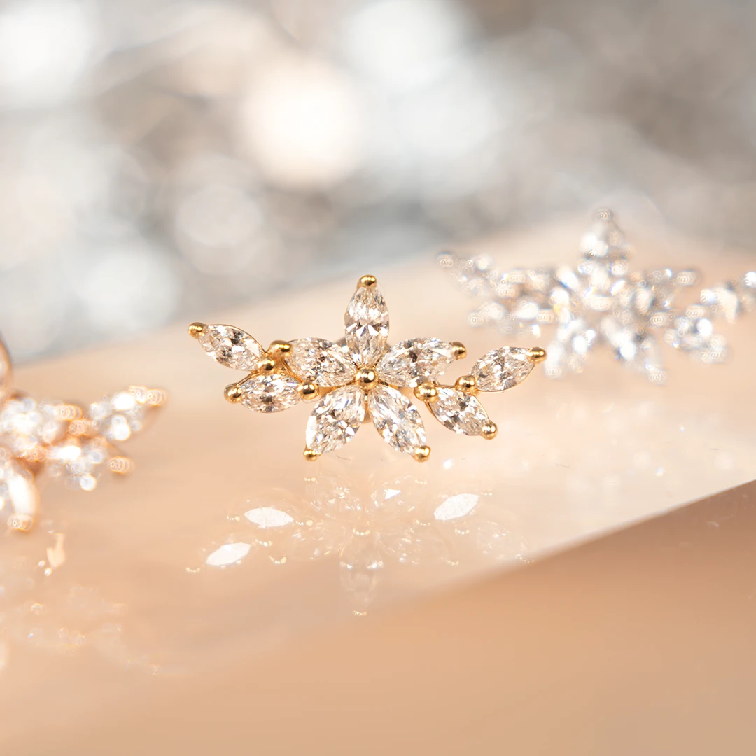 Marquise feather diamond flat back